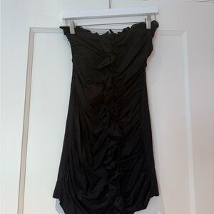 Zara Strapless Black Ruffled Mini Dress